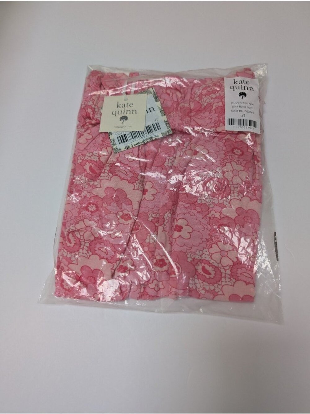 Kate Quinn Bamboo Paperbag Pants Bow Waist Pink Floral Burst 4T